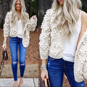 Pom pom cardigan
